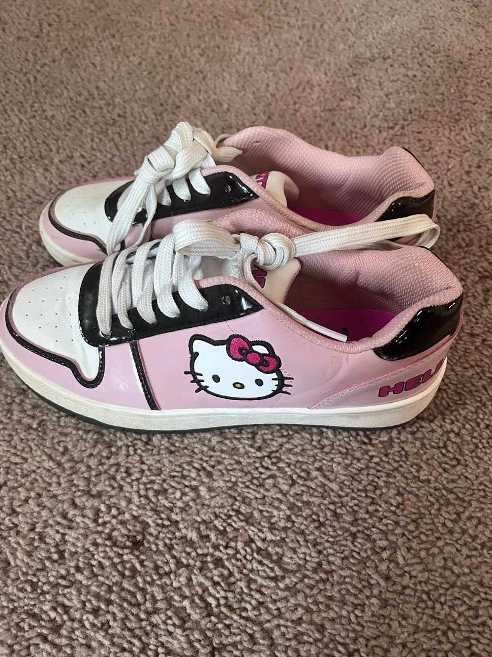 Hello Kitty Pink and White Girls' Sneakers with Black Trim